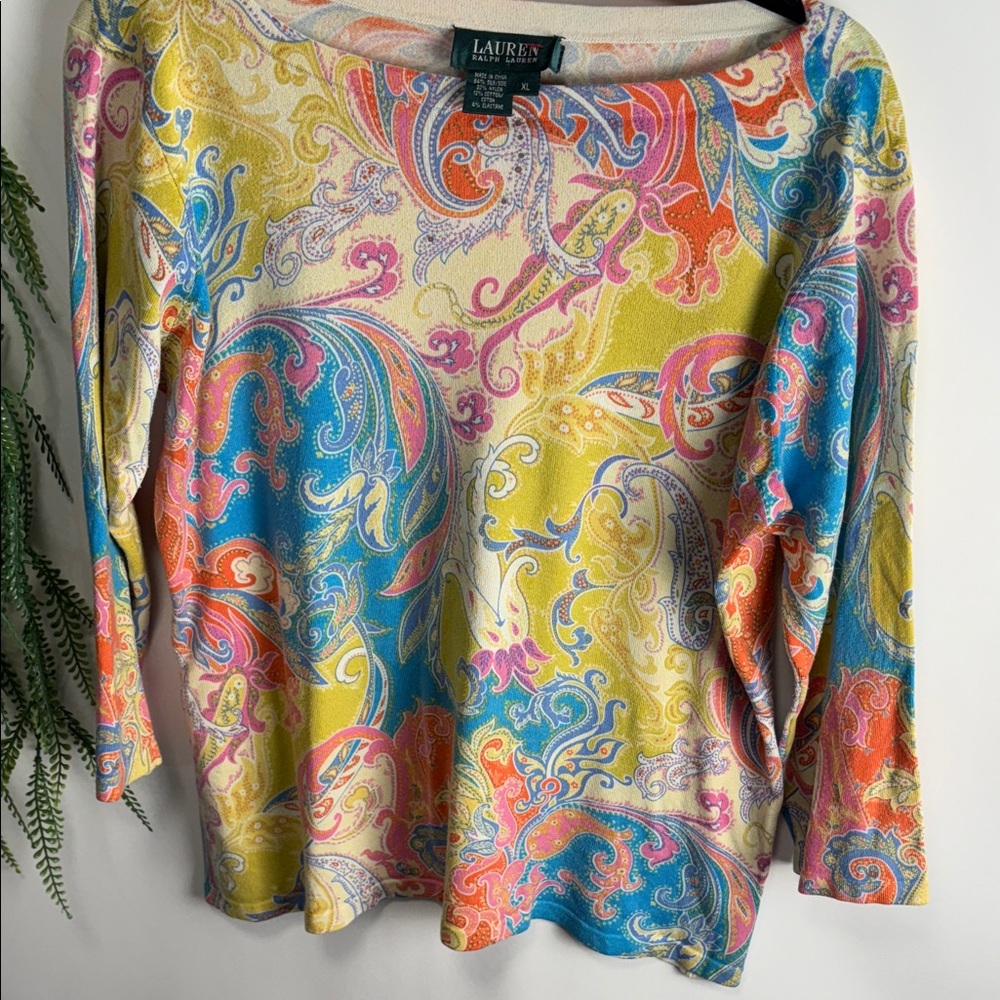 Lauren Ralph Lauren Colorful Paisley sweater Silk & Cotton
